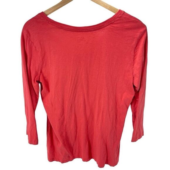 G.H Bass & Co. Women’s Cotton Textured Flower 3/4 Sleeve Top Pink Size Medium - Picture 4 of 9